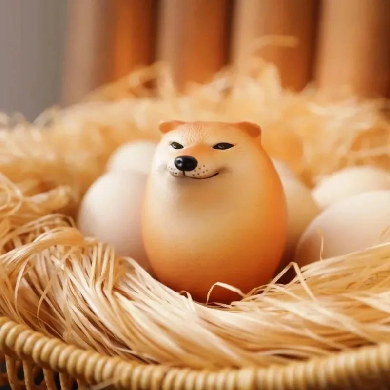 Creative Shibako Dog Egg Squishy Fidget Toy Realistic Egg Shape Desk Decor Shiba Inu Dog & Egg Union PU Slow Rebound Sensory Toy