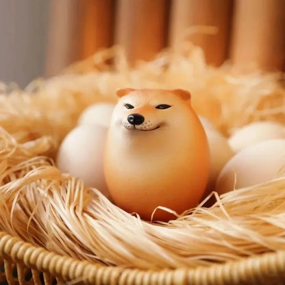 Creative Shibako Dog Egg Squishy Fidget Toy Realistic Egg Shape Desk Decor Shiba Inu Dog & Egg Union PU Slow Rebound Sensory Toy
