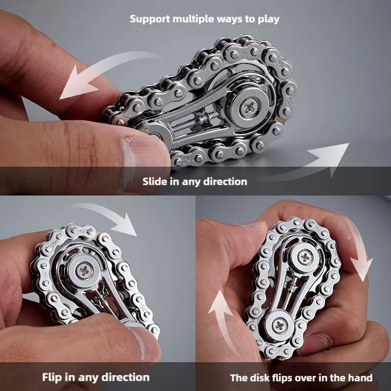 1/3Pcs Sprockets Flywheel Fingertip Gyro Fidget Spinner Adult Kids Antistress Anxiety Metal Bike Chains EDC Spinner Fidget Toys