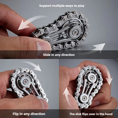 1/3Pcs Sprockets Flywheel Fingertip Gyro Fidget Spinner Adult Kids Antistress Anxiety Metal Bike Chains EDC Spinner Fidget Toys