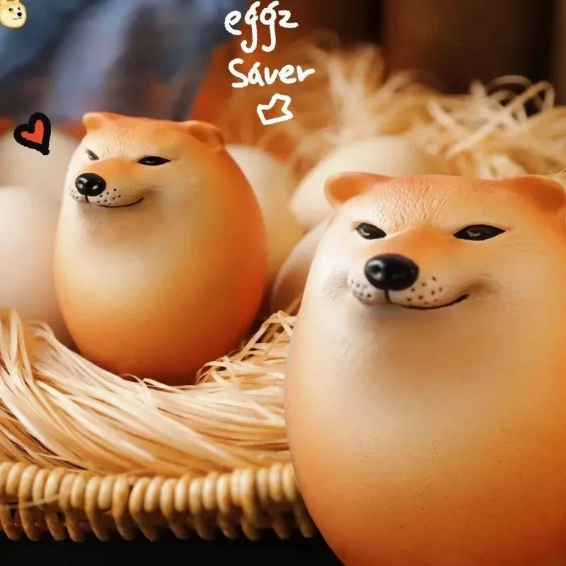 Creative Shibako Dog Egg Squishy Fidget Toy Realistic Egg Shape Desk Decor Shiba Inu Dog & Egg Union PU Slow Rebound Sensory Toy